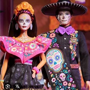 Barbie Day of the Dead Dolls with Pink and Black Attire